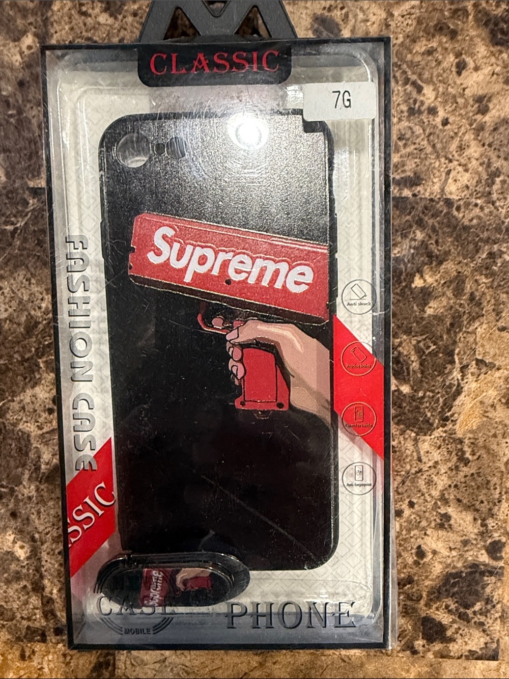 Supreme Black Phone Case with Red Logo and Graphic